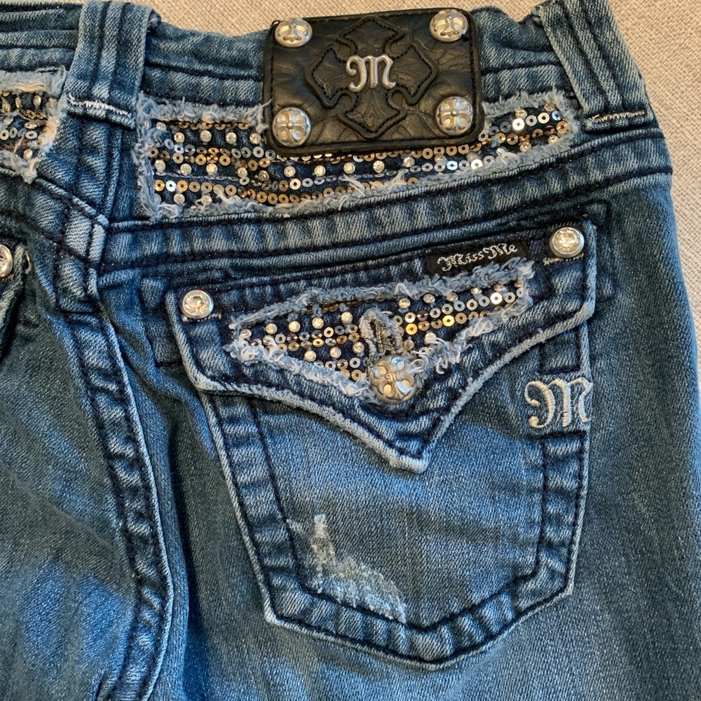 MISS ME Western Embellished Bootcut 5-Pocket Cowgirl Denim Jeans Size 28 GUC